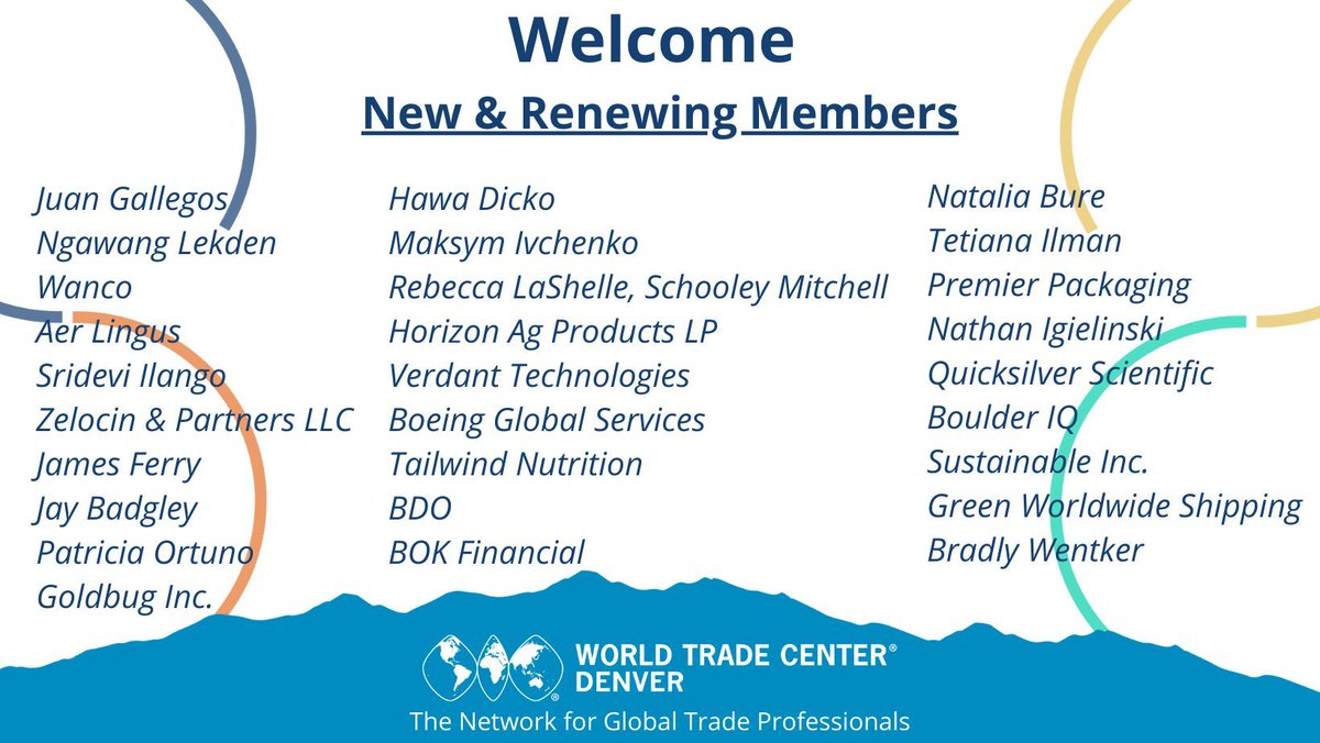We're thrilled to extend a warm welcome to our new members and express our deepest gratitude to those renewing their commitment to fostering international collaboration at the #WorldTradeCenter 🌍🌟

#wtcdenver #tradematters #tradetogether #wtccommunity #globalcollaboration