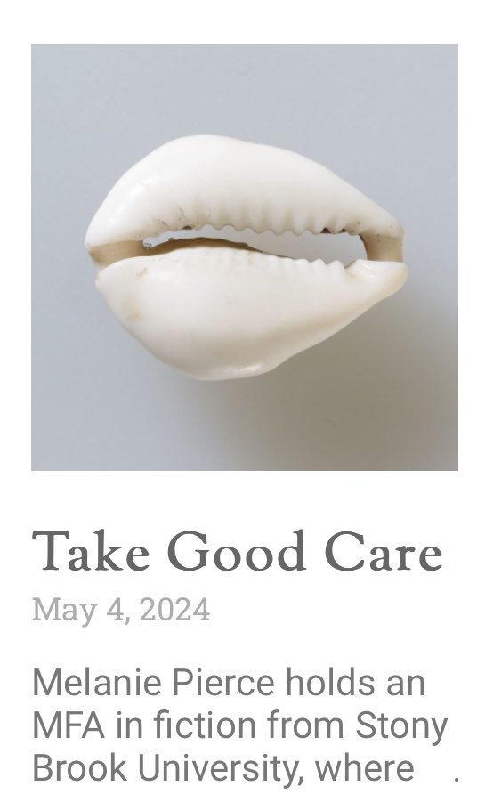 Mariah R (@riggstah) on Twitter photo An absolute honor to edit <a href="/melanie__pierce/">Melanie Pierce</a>’s debut essay “Take Good Care” during my tenure at <a href="/GristJournal/">Grist Journal</a>—the ways this piece establishes ownership of the speaker’s body in a world hellbent against autonomy always leaves me crying. Give it a read 🩷gristjournal.com/2024/05/take-g… An absolute honor to edit <a href="/melanie__pierce/">Melanie Pierce</a>’s debut essay “Take Good Care” during my tenure at <a href="/GristJournal/">Grist Journal</a>—the ways this piece establishes ownership of the speaker’s body in a world hellbent against autonomy always leaves me crying. Give it a read 🩷gristjournal.com/2024/05/take-g…