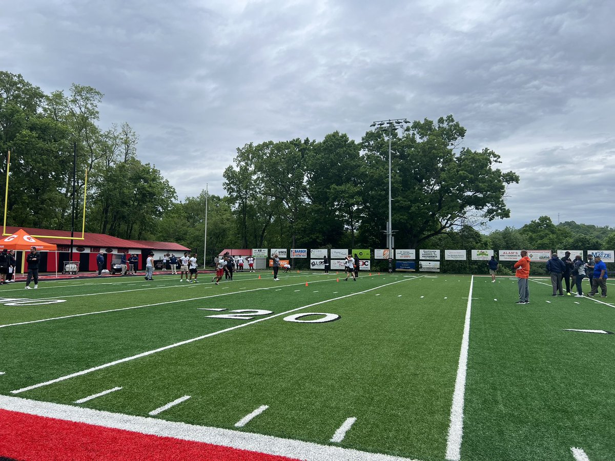 Decided to make the drive out today to see the defending state champions, @quipfootball. Plenty of college coaches from around the country in attendance today.