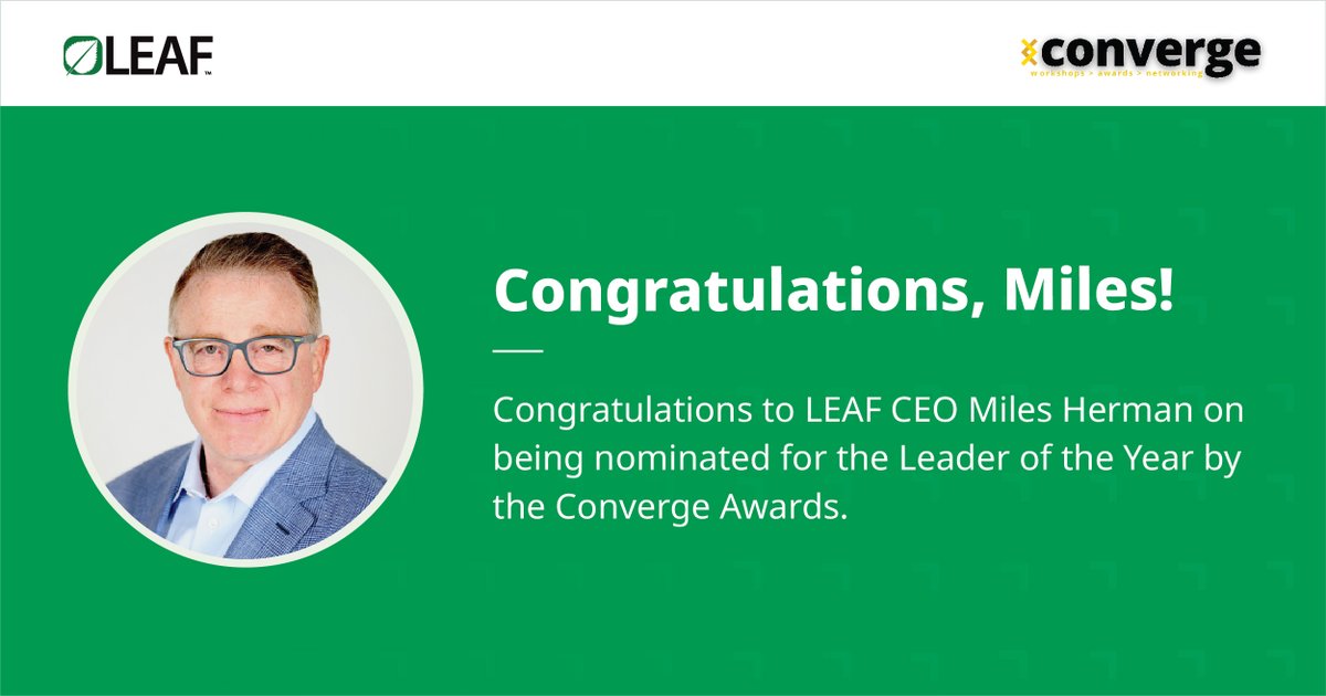 Speaking from firsthand experience, we can confidently say that LEAF CEO Miles Herman’s nomination for Leader of the Year is well-deserved! Congratulations to Miles and all the other nominees!

#Converge2024 #EquipmentFinance #Leadership