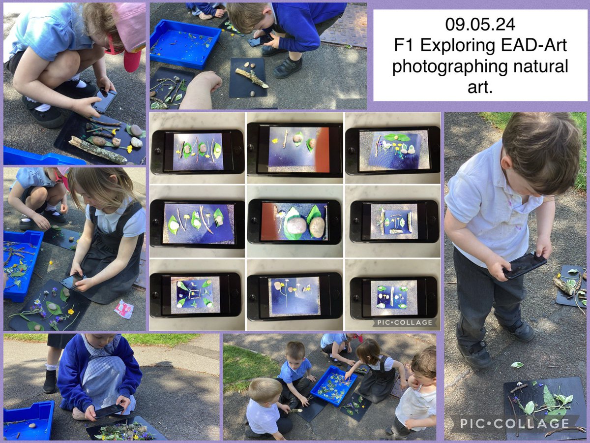 The FU Children enjoying taking part in creating natural art for their EAD lesson.