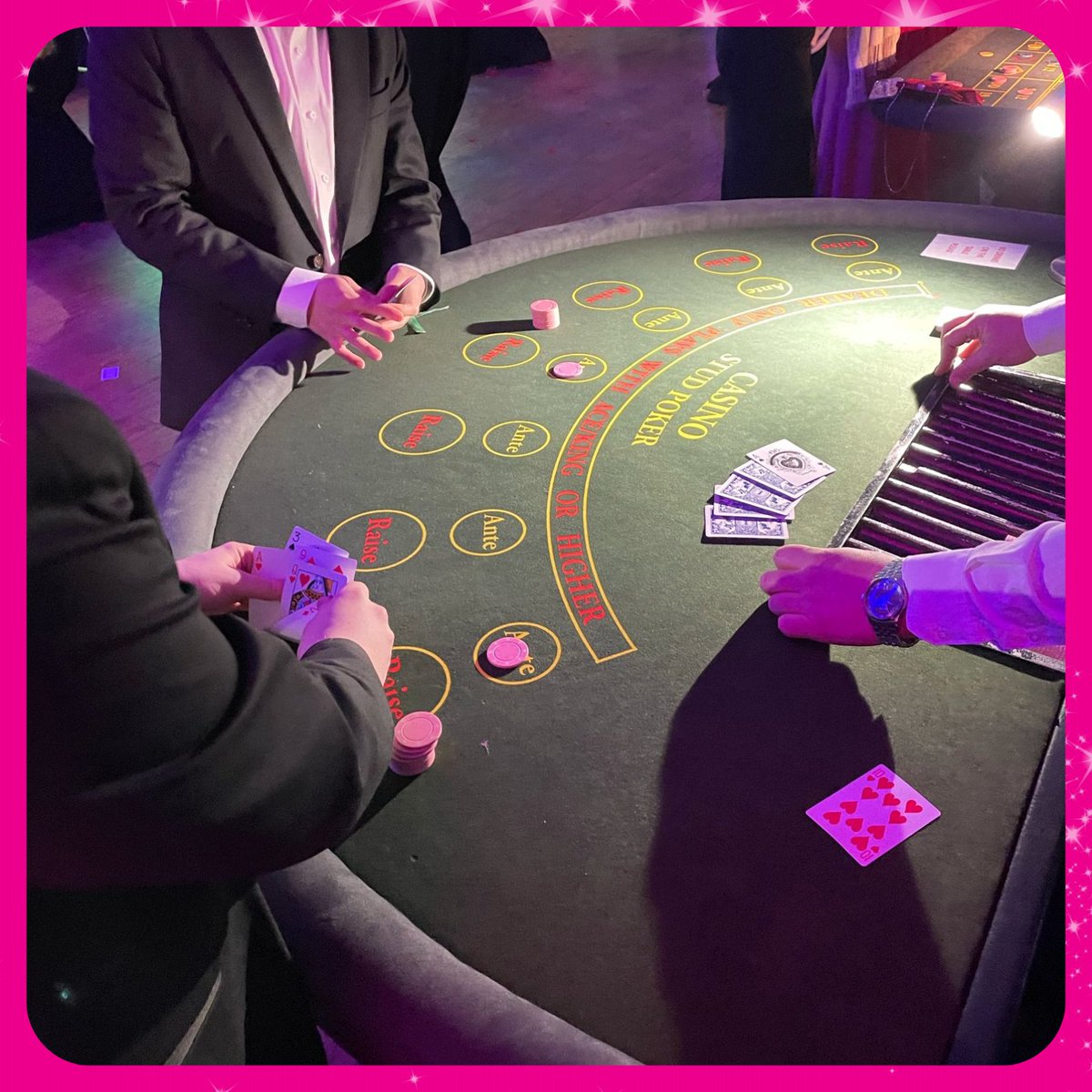 Get ready to hit the tables with our stud poker fun casino hire! Our professional dealers will bring the excitement of the casino to your event. 🎲🎉 Book now for a night of high stakes, big wins, and unforgettable fun. #pokerparty #casinonight #studpoker #funcasinohire