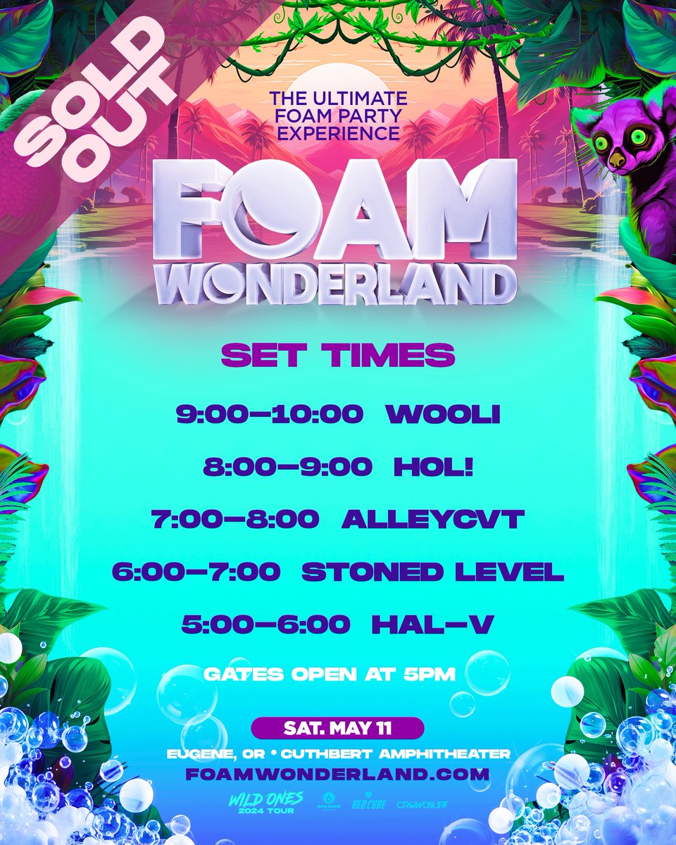 Unreal sets, unreal vibes! 🌄🎶 EUGENE, your official set times for this Saturday are here! 👏 THIS SHOW IS SOLD OUT!