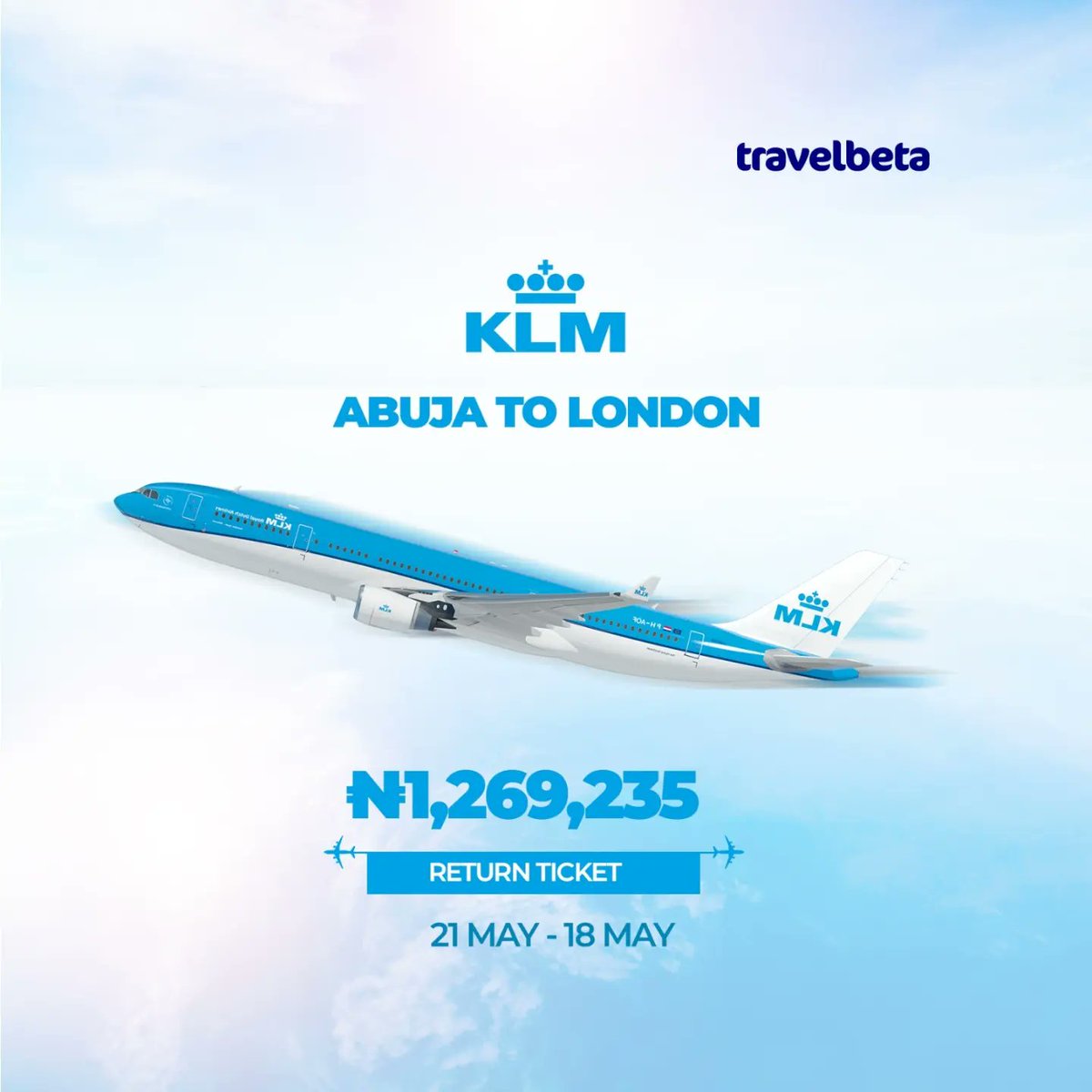 Grab exclusive flight deals when flying @KLM 😎

Swipe left ➡️ 

For more details:
Call 📞 07001110111
WhatsApp 📞08170003419
Email 📧  hotels@travelbeta.com
Visit travelbeta.com