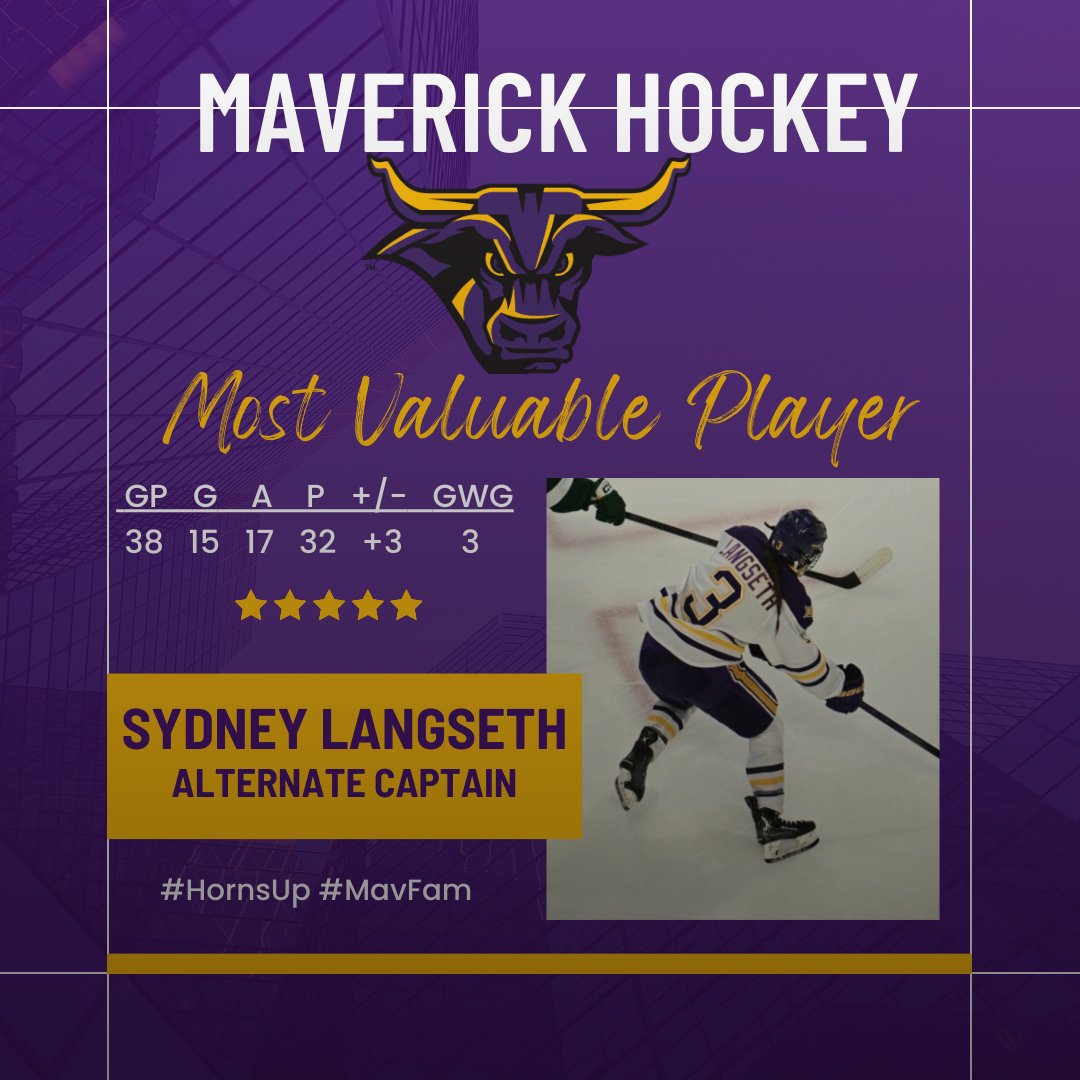 Congratulations to our 2023-24 Team Award Winners. Most Valuable Player - @sydney_langseth #HornsUp #MavFam