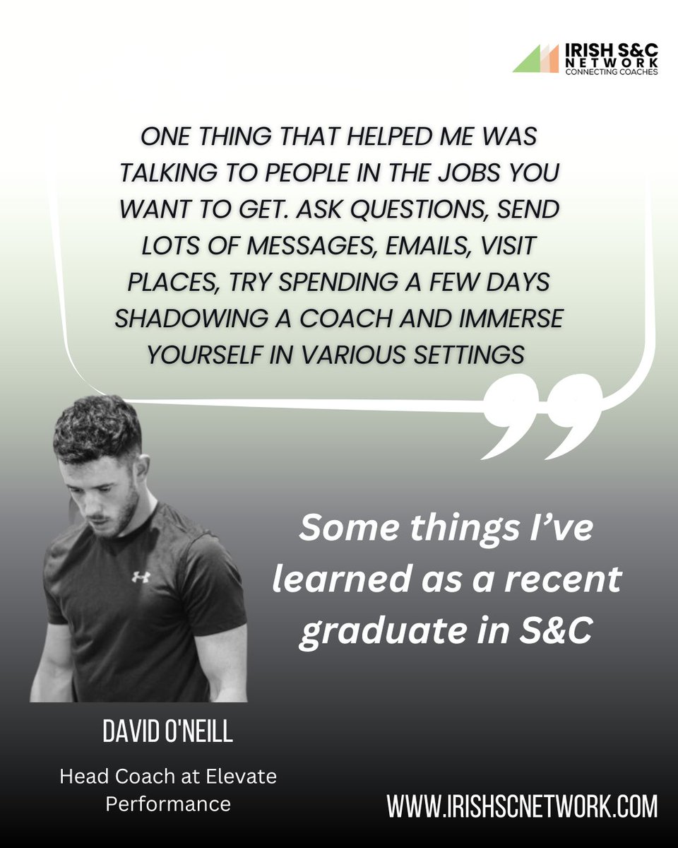 Some things I’ve learned as a recent graduate in S&C - A top tip from @DaveO_Neill here! Full article - shorturl.at/cswCH #irishsc #connectingcoaches #iscn