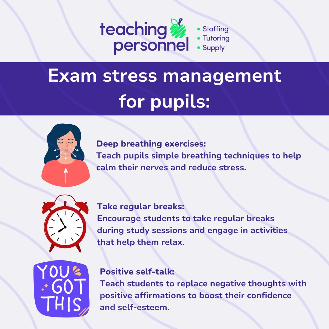 ✨ Teachers, here are 3 tips to help your pupils navigate exam season with ease.

 🧘‍♂️ Why not try these calming deep breathing exercises together? copingskillsforkids.com/deep-breathing… 

Wishing your pupils the best of luck. 🤞🤗 

#Examseason #Examtips