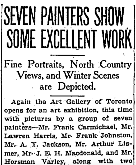 artcaninstitute's tweet photo. This week marks the anniversary of the debut exhibition by the #GroupofSeven, which opened on May 7, 1920 at the Art Gallery of Toronto (now the Art Gallery of Ontario).

➡️ Learn more about the group: https://t.co/Ya1KZgtPtf https://t.co/AR9rFdVIJN