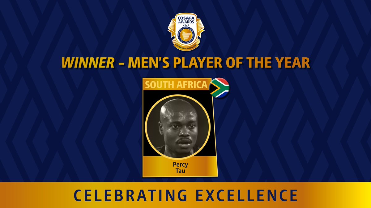 Winner of the 2023 COSAFA Men’s Player Of The Year  

Percy Tau South Africa 🇿🇦 

Follow the #COSAFAAwards2023 live! 
YouTube: tinyurl.com/y99fs46h