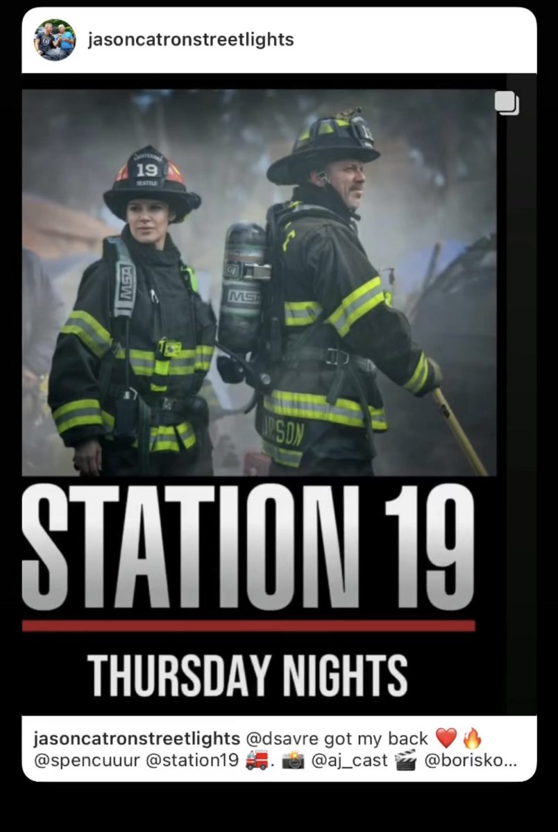 It's fantastic to see Jason Carton still passionately promoting #Station19 post-filming. His dedication alongside the entire cast is why we're fighting to #SaveStation19. With the premiere's live views spiking by over 400% in its first month of streaming demand is there.