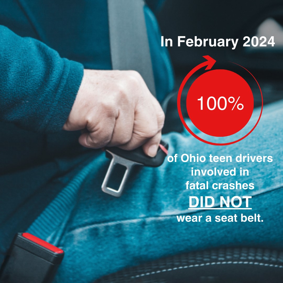 Here's some somber information. In February this year, 100% of Ohio teen drivers involved in fatal crashes DID NOT wear a seat belt. #BuckleUp  #cantonhealth