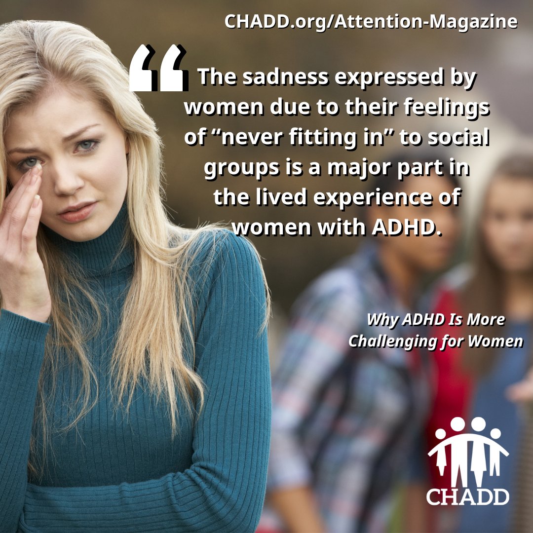 ADHD in women was once dismissed as a milder version of ADHD. Research and lived experience show a very different reality. Read Why ADHD Is More Challenging for Women bit.ly/CHADDADHDWomen #adhd #adhdwomen #adhdproblems #adhdawareness #sadness #womensupportingwomen #Women