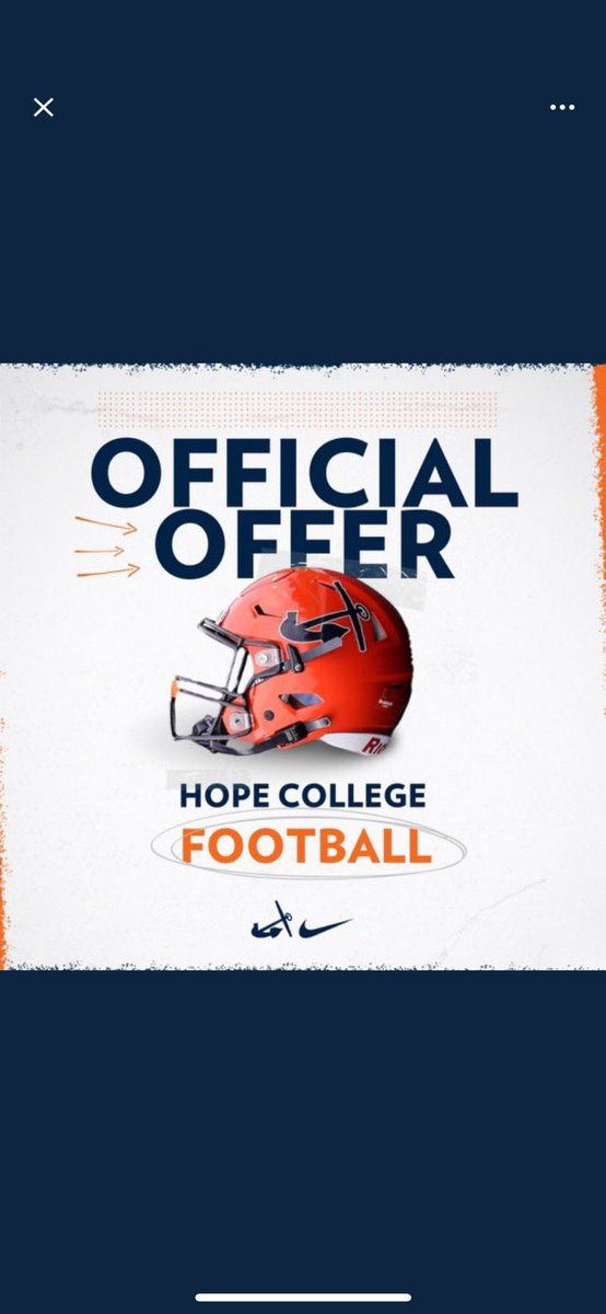 Blessed to receive an official roster spot from @HopeCollegeFB @CoachJArnold4 @CoachSnowden @RVille_Football @chase_diehl #AGTG