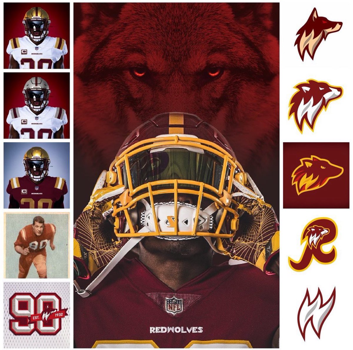 TheDCWolfpack's tweet photo. Just a reminder of all the hard work from the concept artists.
#redwolves #httr #redskinsnamechange #redskinsrebrand #concept #logos #custom #httredwolves #dmv #washington #nfl #namechange #football #nflpa #thedcwolfpack #washingtonwolves #washingtonfootball https://t.co/dNiG1cj3aA