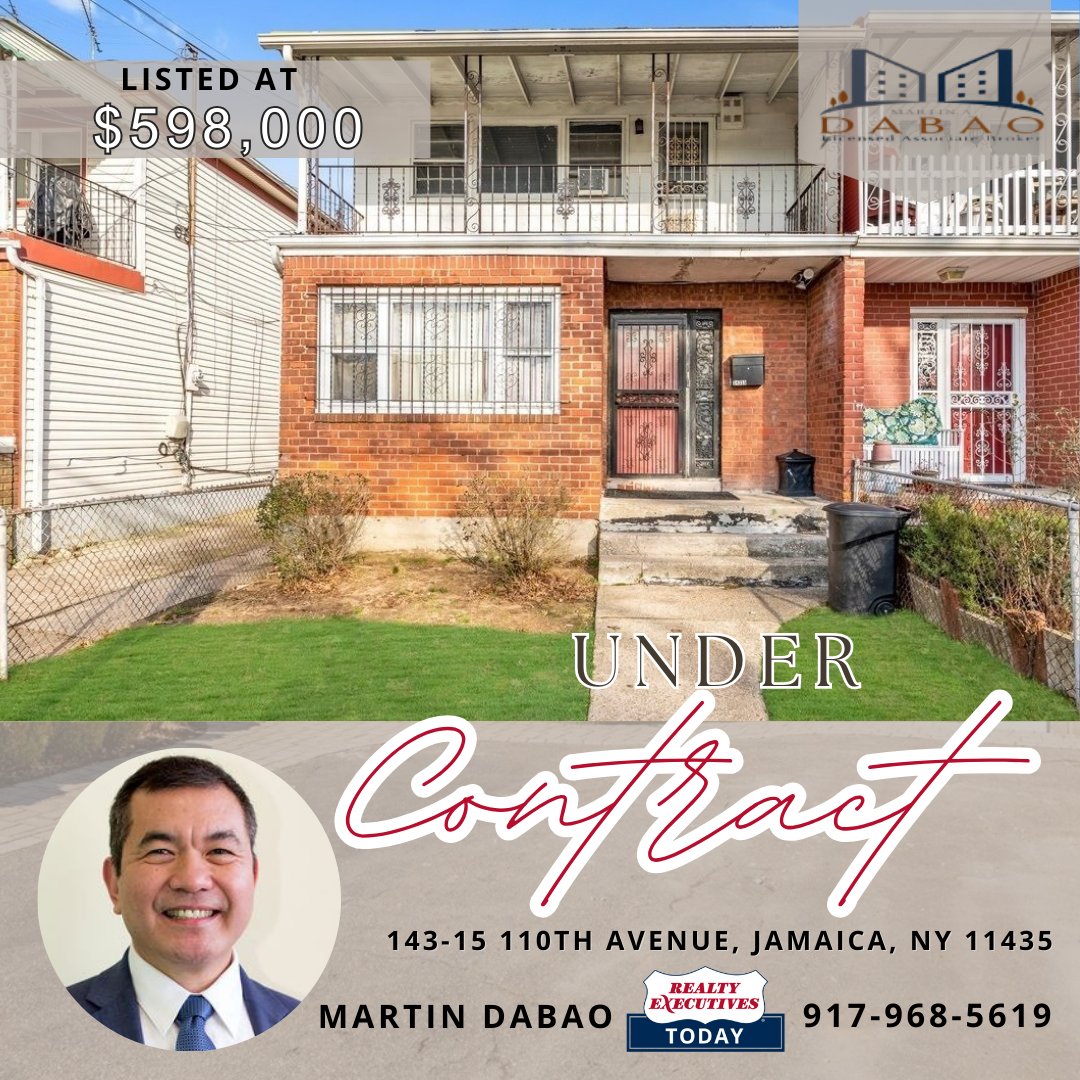#undercontract in Jamaica, Queens!

listing at 143-15 110th Avenue in Jamaica, Queens is now under contract! 🏡💼 That's right, offer accepted! 👏 

#offeraccepted #acceptedoffer #jamaicaqueens #queensrealestate #nycrealestate #realtyexecutives
