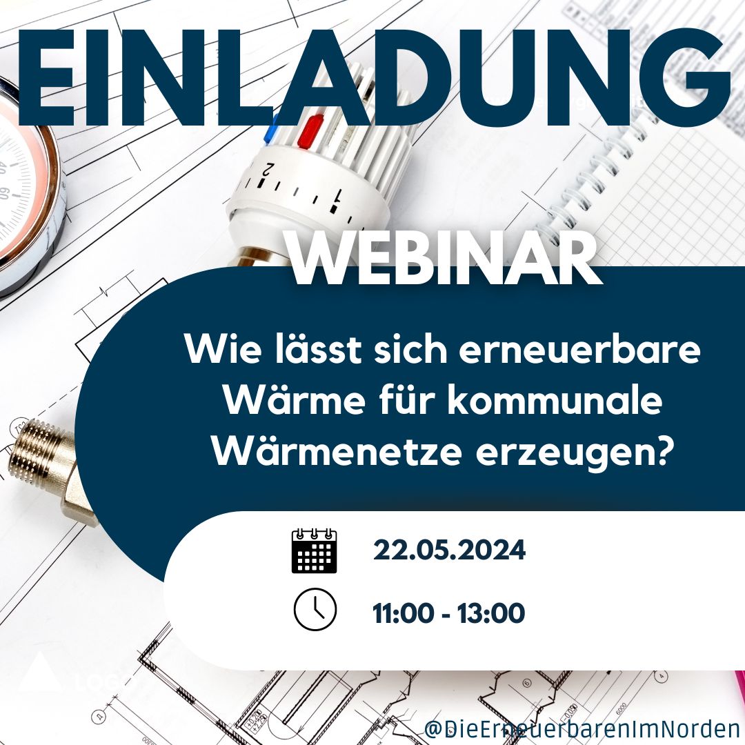 Der LEE SH lädt euch herzlich zum Webinar "Wie lässt sich erneuerbare Wärme für kommunale Wärmenetze erzeugen?" ein. 

Wann: 📅22. Mai 2024 von ⌚11:00 Uhr bis 13:00 Uhr 

Wo: 💻 GoToWebinar

Anmeldung bis zum 15.05.2024

Programm und Anmeldung lee-sh.de/datei/de/lee%2…