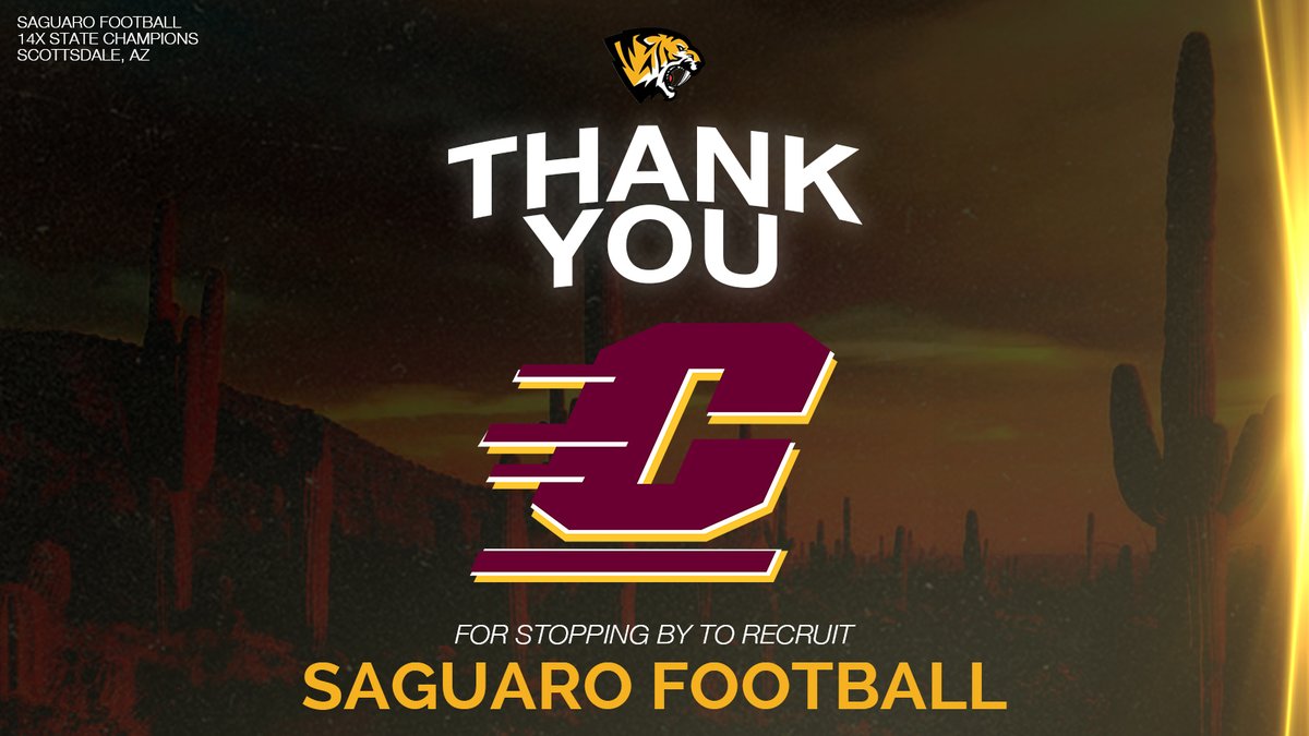 Good to see @CoachJKos of @CMU_Football this morning at practice! Thank you for recruiting Saguaro! #SagU | @D_TKelly