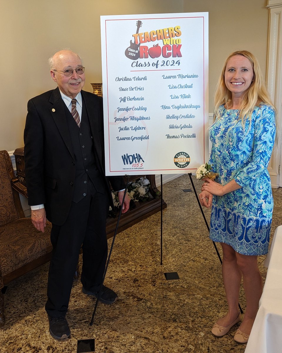 I am proud to accompany my co-teaching partner Lauren Marianino at the Teachers Who Rock event. Lauren was honored by @WDHAFM. Morning host Jim Monaghan emceed the event. @BlackRiverMS @WeAreChesterNJ @bradmcurrie @AMLE @NJAMLE @NCTE @TimRasinski1 @DoctorSam7 @DisruptEdToday