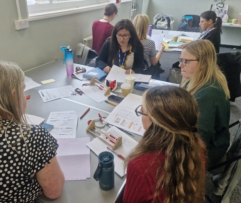 My Maths Leaders' training - focus on expressing understanding - looking at Years 1, 2 & 3 maths books to see how children are learning to create their own pictorial representations. A fab group of leaders to work with. 😀#mathschat #mathscpd