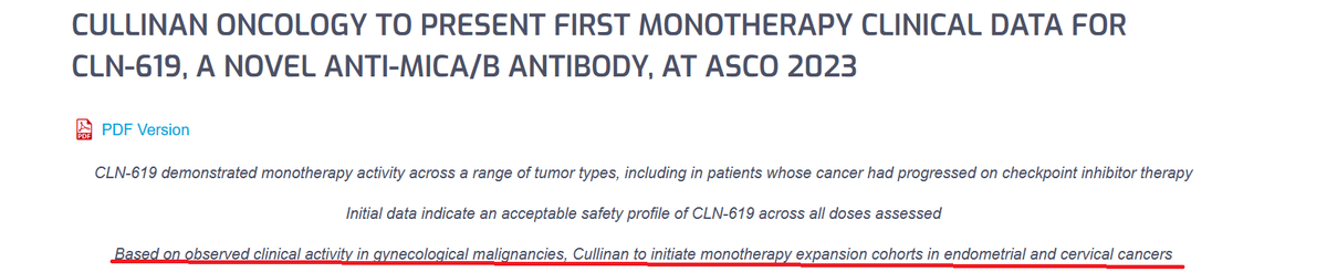 $SNSE if you do the math, 18-20 out of 40 mono/ combo expansion cohort patients are MSS CRC. Last year $CGEM announced positive ph1 monotherapy data in gynecological and thus initiated dose expansion in endometrial + cervical. Very high chance $SNSE is seeing activity in MSS CRC