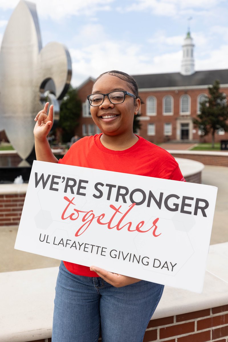 Giving Day is off to a great start, but we still need your help. Thanks to the generosity of an anonymous alumni donor, every single gift made on Giving Day will be matched dollar for dollar! Let’s come together for UL Lafayette’s future! 🤟 ➡️ givingday.louisiana.edu