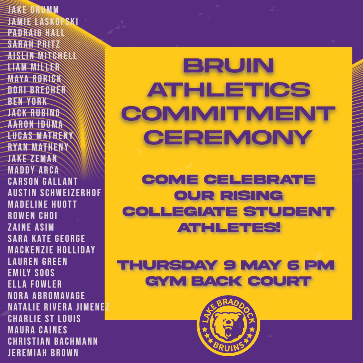 Congratulations Class of 2024!🐻💜💛👏👏👏
<a href="/FCPSLBSS/">Lake Braddock SS</a>