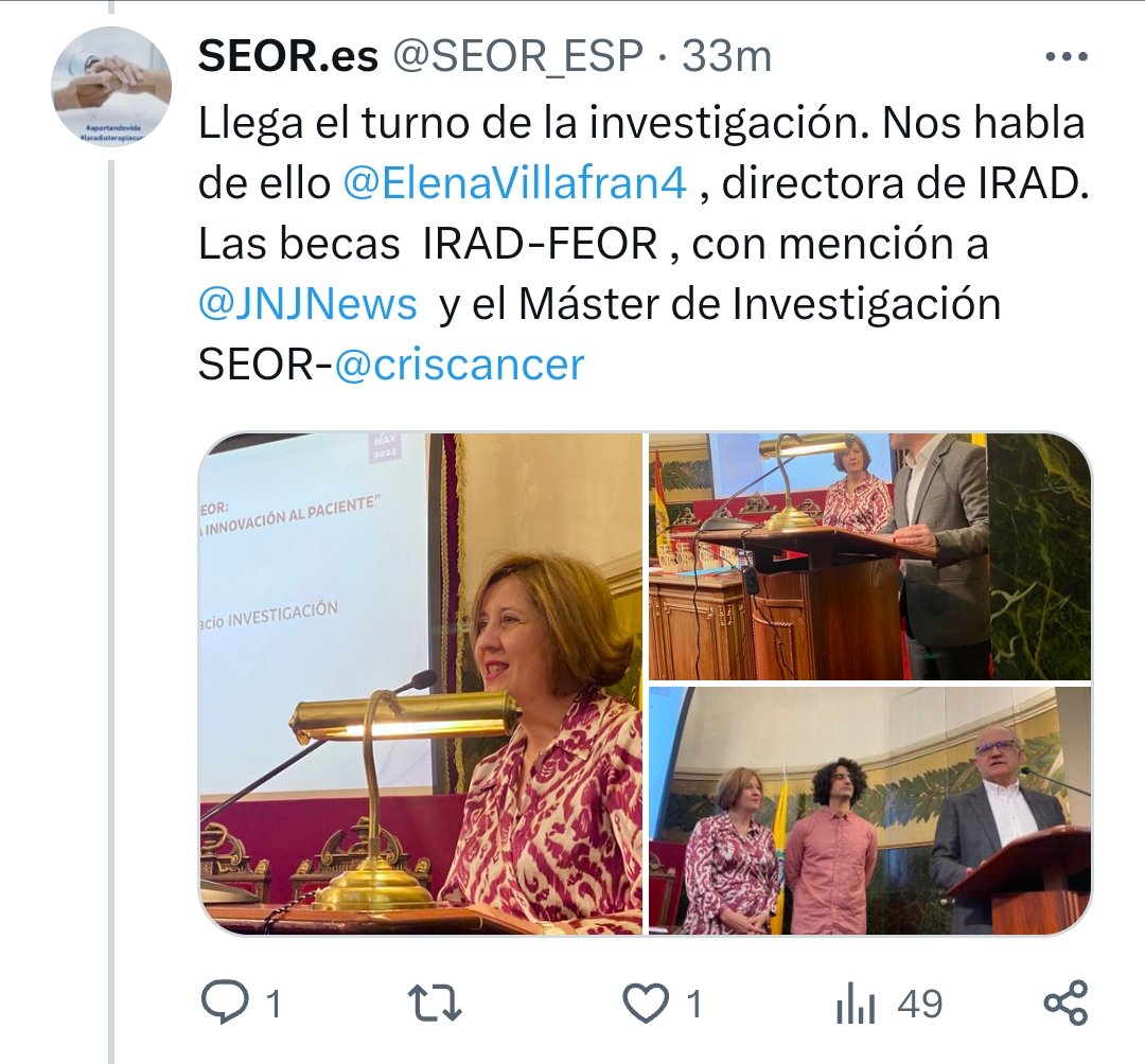 La Dra Villafranca participa en la #galaseor24. Innovación e investigación al servicio de los pacientes