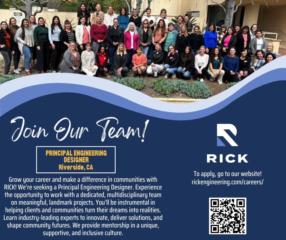 RickEngineering's tweet image. RICK has an opening in our Riverside, CA office! For more information on how to join our team, please visit our website:

rickengineering.com/careers/

#RICKengineering #RICKRiverside #engineeringdesigner #engineeringjobs #joinourteam