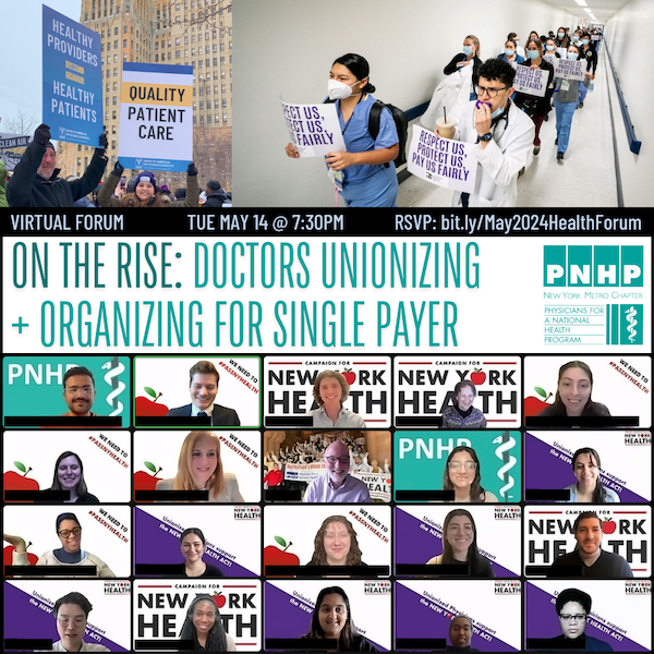 join @cirseiu @UAPD @DoctorsCouncil @PNHP @PNHPNYMetro education+action forum on Doctors Unionizing and how this connects to worker and health justice for all bit.ly/May2024HealthF…