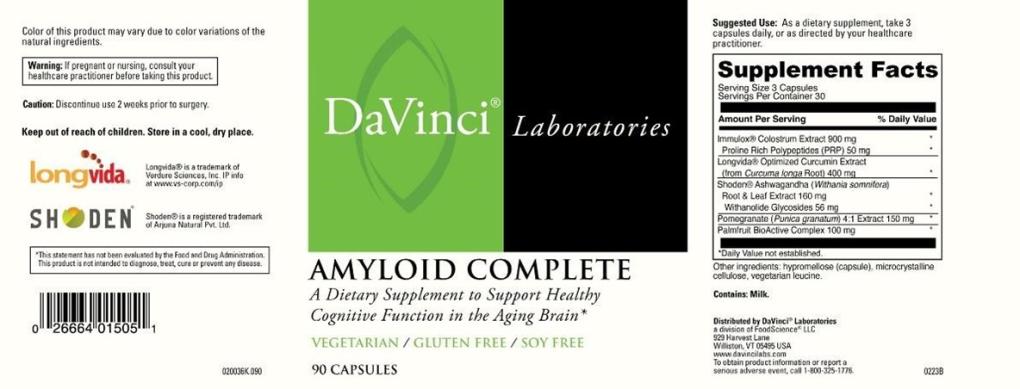 DaVinci Laboratories Issues Allergy Alert on Undeclared Shellfish Allergen in Amyloid Complete Product Lot 549853001 fda.gov/safety/recalls…