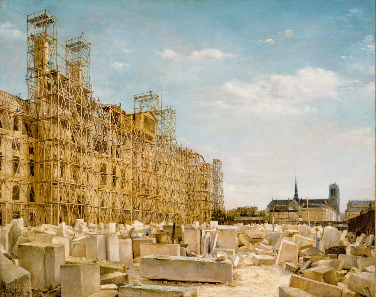 Paul Joseph Victor Dargaud,  1873 - 1921,  French painter;  L'Hôtel de Villeunder under reconstruction