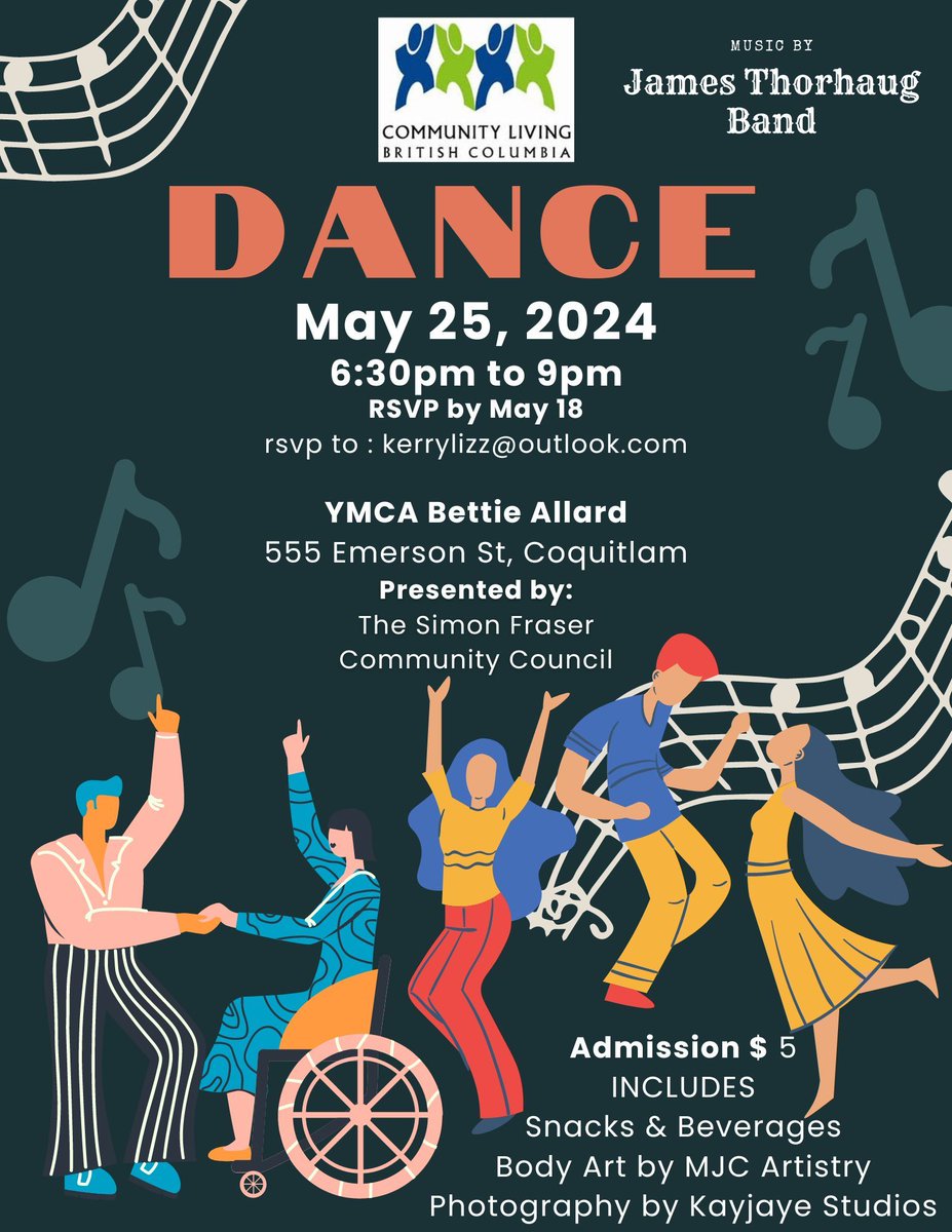 Everyone is invited to the Simon Fraser Community Council dance! Come out on May 25th, 6:30 to 9 pm. The dance will be held at the Bettie Allard YMCA which is beside the Burquitlam Skytrain Station. 555 Emerson St, Coquitlam. Please RSVP to Kerry Lawson at kerrylizz@outlook.com