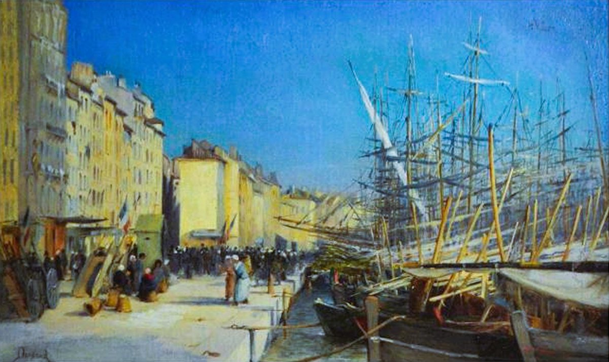 Paul Joseph Victor Dargaud,  1873 - 1921,  French painter;  Promenade view of Marseille