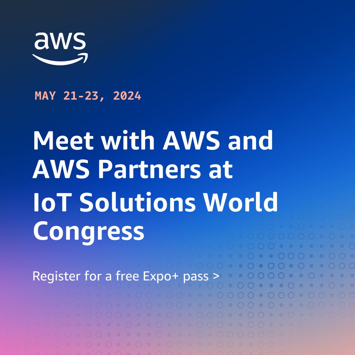 #IoT Solutions World Congress is almost here! 🌎 Learn more about AWS’ presence & register to recieve an Expo+ pass on us: 🎟️ go.aws/3y5SD3K Visit #AWS at #IoTSWC24 to experience #AWPartners solution demos, in-booth sessions, & so much more! #generativeAI