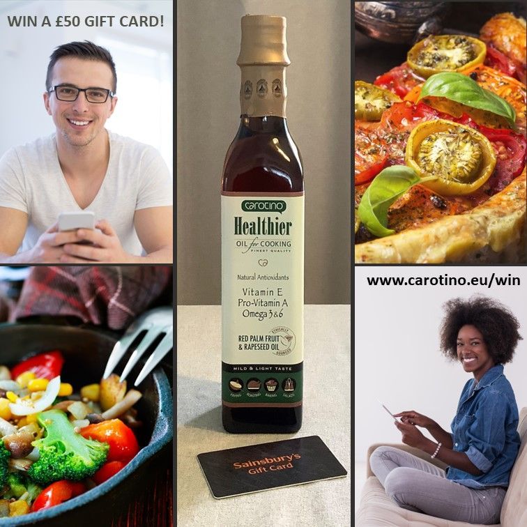 We’ve got a £50 Sainsbury's gift card to #giveaway with Carotino Healthier Cooking Oil, the cholesterol-free cooking oil that's rich in Pro-Vitamin A, Vitamin E & Omega 3&6! Enter now! carotino.eu/win #competitiontime #GiveawayAlert #prizes #prizedraw #competition #win