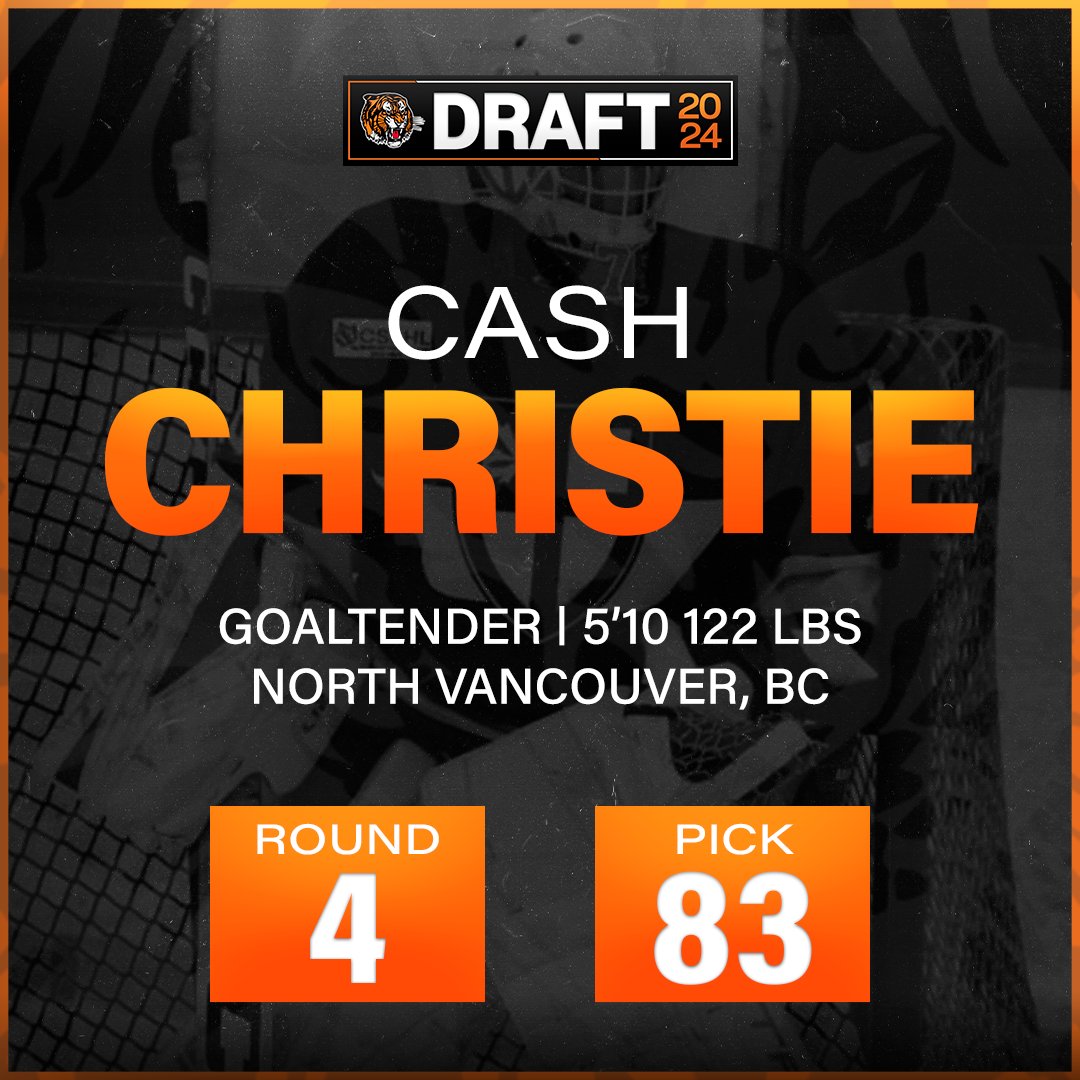 With the 83rd pick, the Medicine Hat Tigers are proud to select Goaltender Cash Christie from St. George's School U15 Prep. Welcome to the Orange & Black Cash! #WHLDraft #MedHat