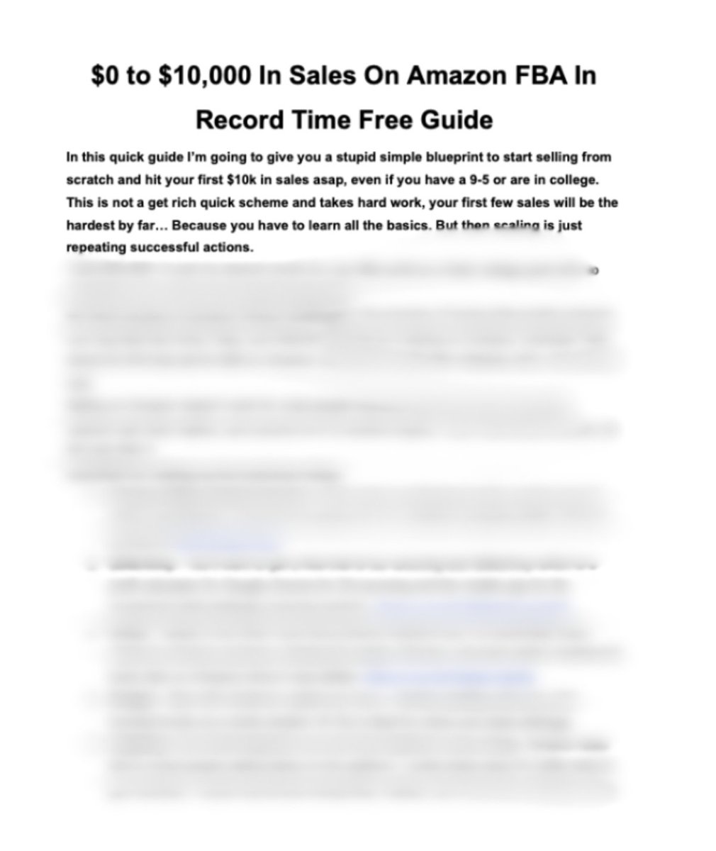Your first $10k on Amazon FBA is the hardest. I made a 100% free document to help you go $0 to $10,000 in record time. Reply 'Amz' to this tweet and I'll auto-DM you it! Must be following me...