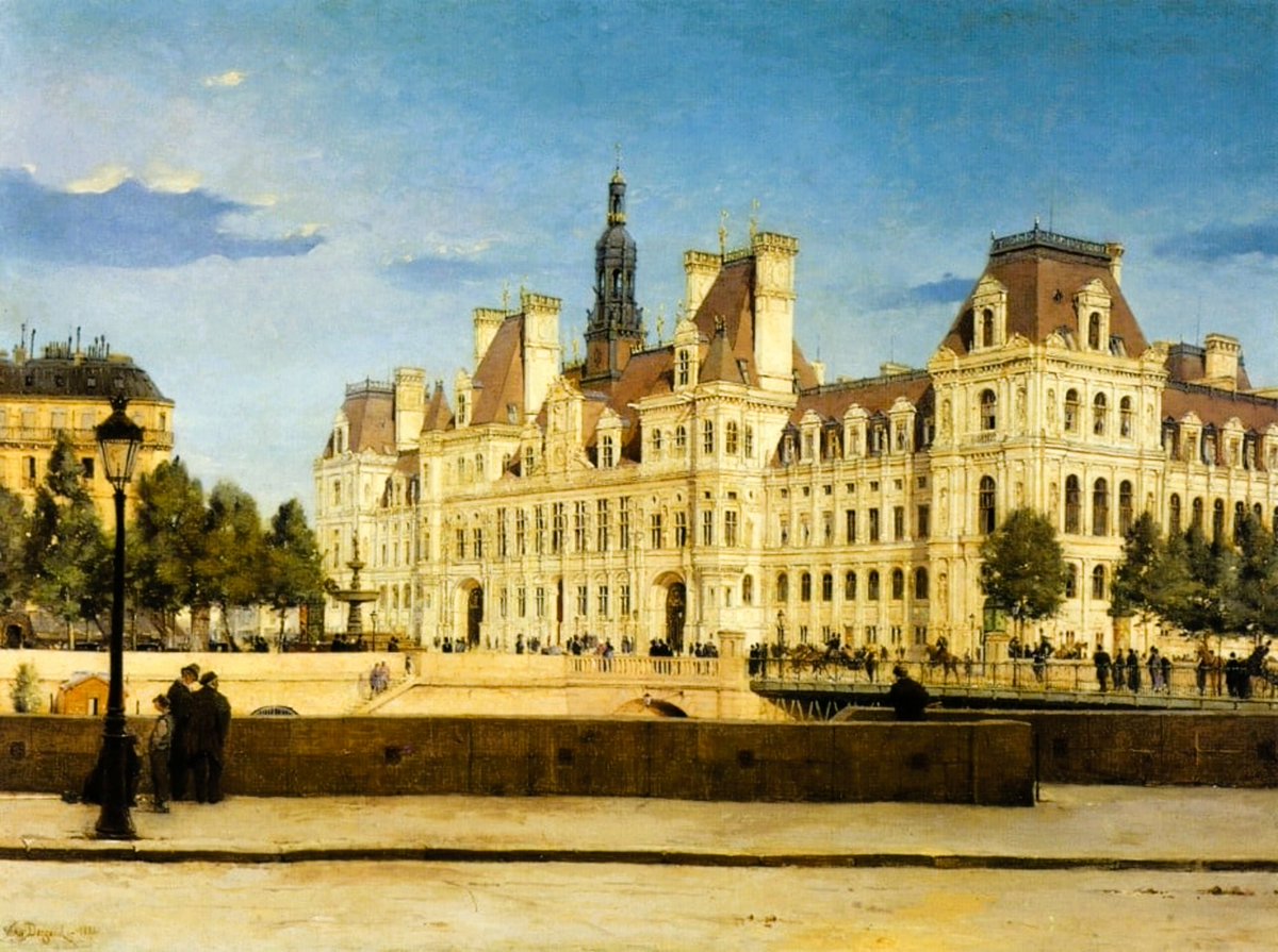 Paul Joseph Victor Dargaud,  1873 - 1921,  French painter;  The Hotel de Ville, Paris