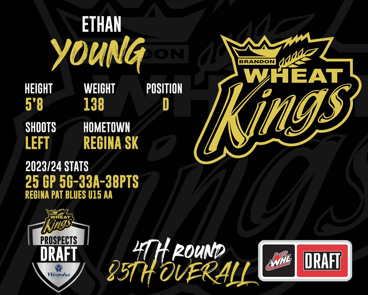 🏒🗳️THE PICK IS IN! 🏒🗳️With our fifth pick in the 2024 Prospects Draft for @WestobaCU, we are proud to select Ethan Young of the Regina Pat Blues U15 AA!