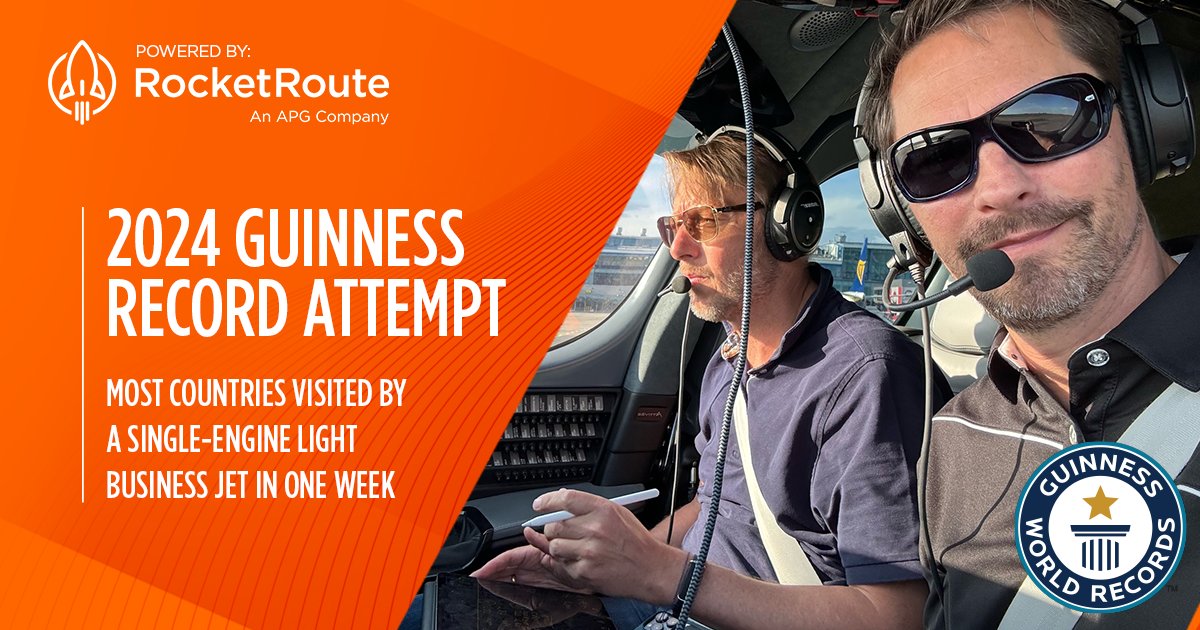 Today was another exciting day of Stefan and Mark's Guinness World Record attempt! 
🇧🇬 ➡️ 🇷🇴 ➡️ 🇭🇷 ➡️ 🇮🇹 ➡️ 🇸🇮 ➡️ 🇭🇺 ➡️ 🇦🇹 ➡️ 🇸🇰 ➡️ 🇨🇿 ➡️ 🇵🇱 ➡️ 🇱🇹 ➡️ 🇱🇻
Total: 3,995 NM! Stay tuned!

Shout out to our RocketRoute / APG Ops Teams for their 24/7 support during this record attempt!