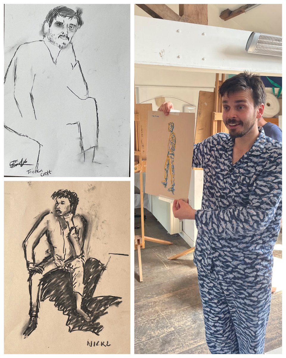 A few pictures from last weekend’s @machcomedyfest portraiture workshop at @momamachynlleth. Hats off to all the artists, and big thanks to inspiring sitters @carylbcomedy and @JozNorris!