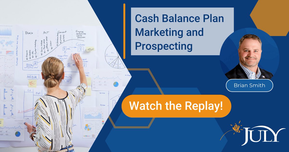 Last month, Brian Smith, JULY's Senior Institutional Sales Director, shared his expertise on positioning and selling cash balance plans to plan sponsors! Visit our website to watch the replay and gain valuable insights and tips! #cashbalance #webinar 
hubs.li/Q02vzBxQ0