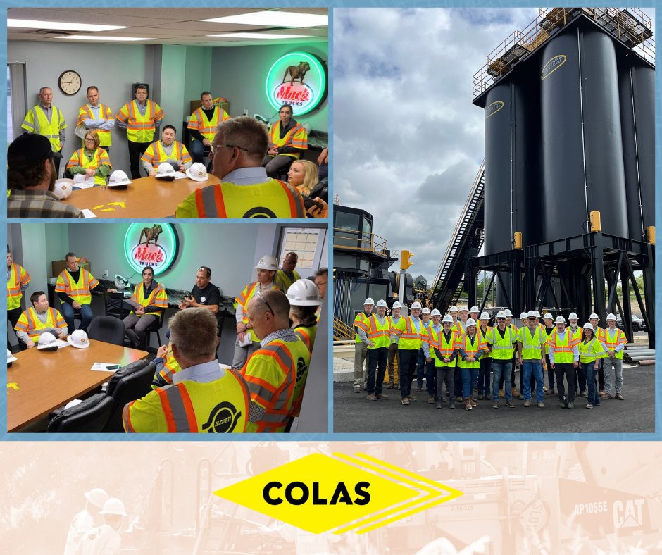 Today, the @ColasUSA Executive Committee was in Ohio visiting the @Barrett_Paving Fairborn Sand & Gravel Pit and the Moraine Plant in our Midwest Division. We toured the new plant, visited the dredge, and spoke about our new DARCI system for inspections!