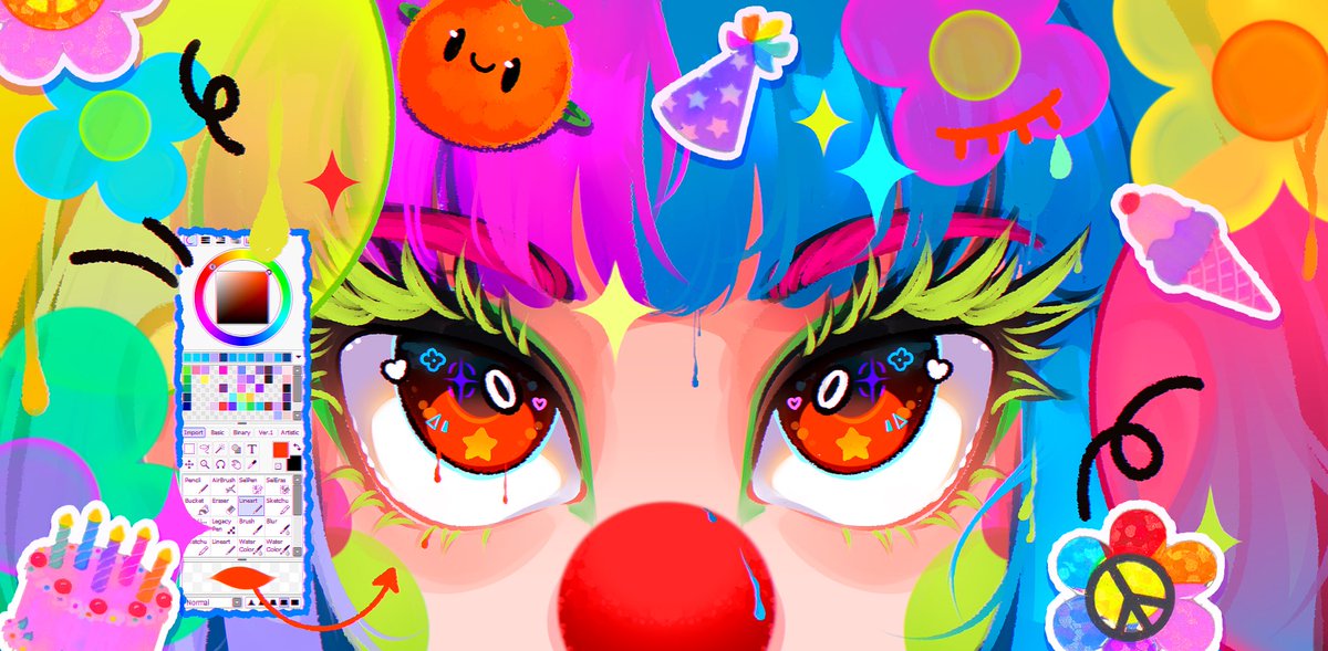 🍒🎂🎉 EYE CHALLENGE #/FF4500 🩷🧡💛💚💙💜🌈💜💙💚💛🧡🩷 I’ve been so excited to share this fun piece that was apart of my Twitch Teams eye style challenge!