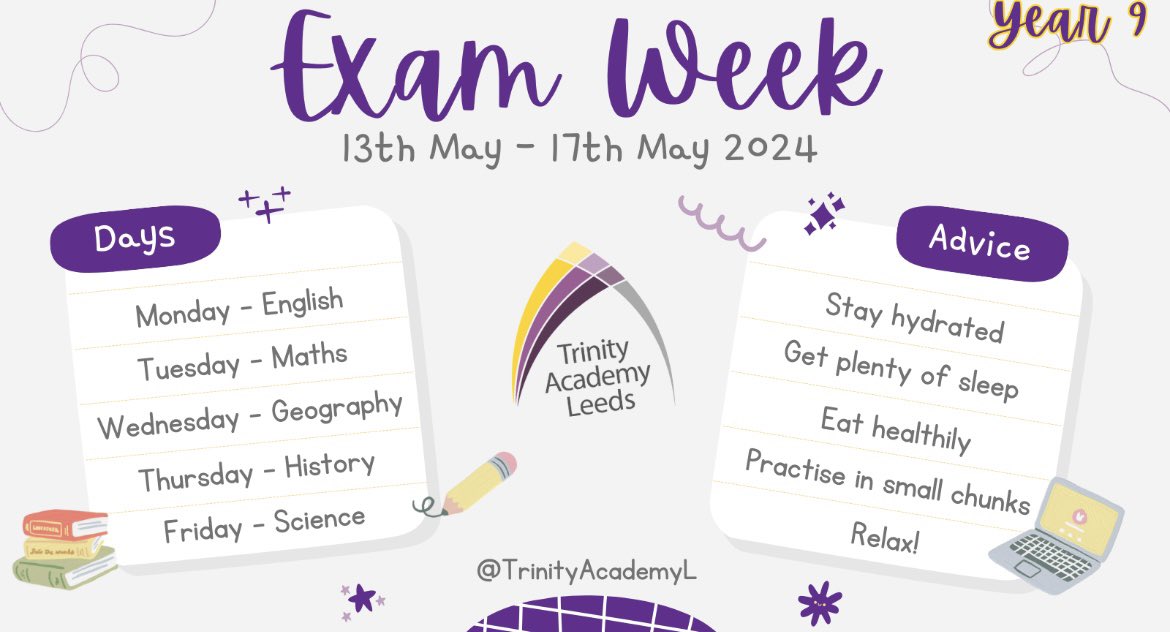 Next week is Exam Week. Time to reach higher, see further and shine brighter. Who is prepared? 💜🌟 💪