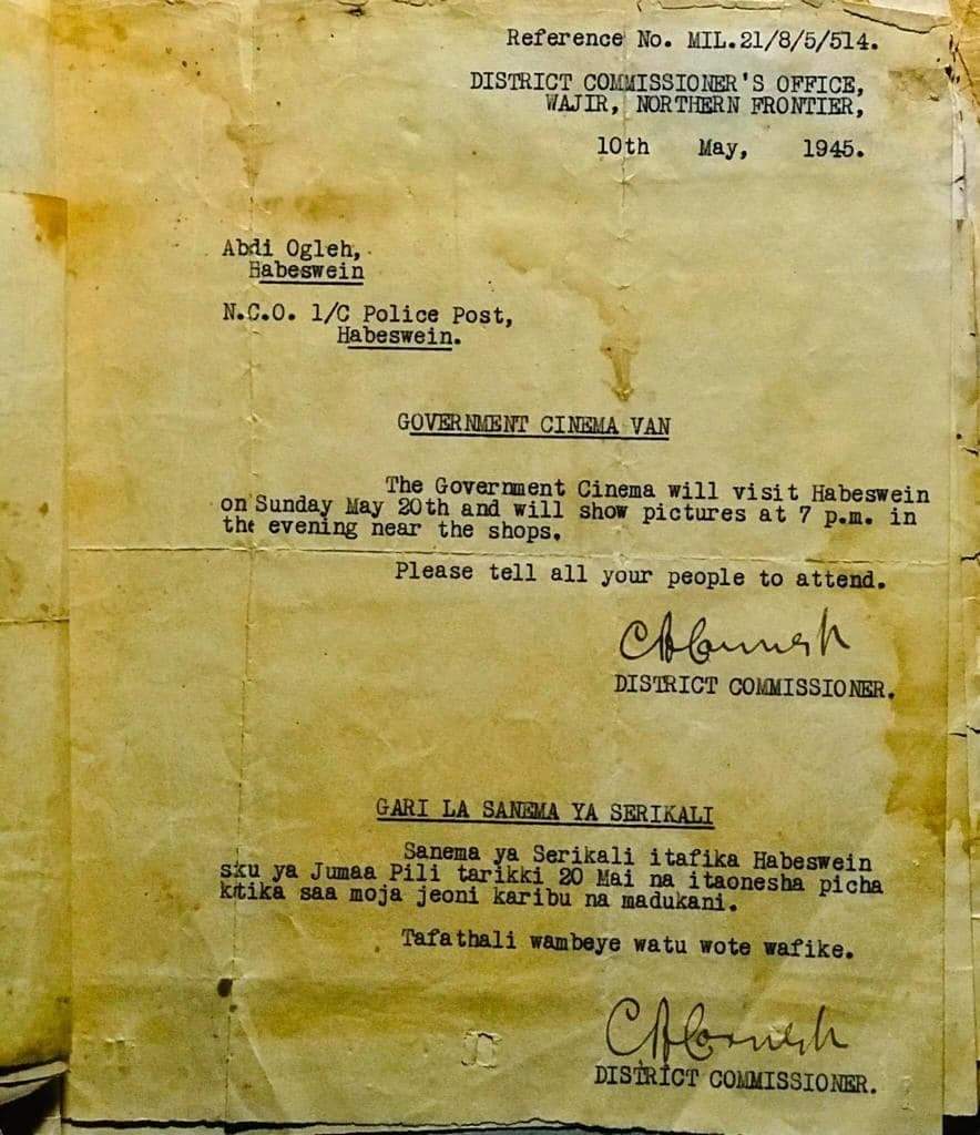 Vintage: Exactly 79 years ago today, watu wa Wajir walipewa opportunity na colonial government to watch a cinema.