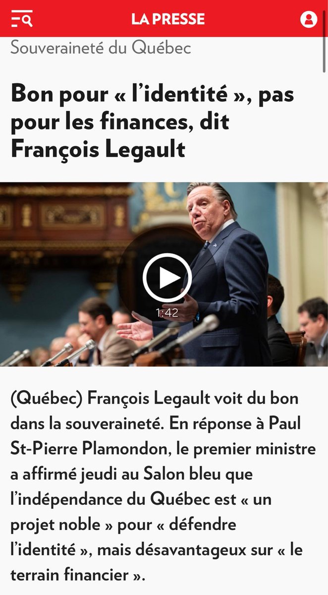 Le premier ministre Legault n’a vraiment plus d’arguments sérieux à opposer à l’idée d’indépendance! Aujourd’hui, il reconnaît que l’indépendance serait bonne « pour l’identité québécoise ». C’est une évidence et une majorité de francophones pensent que la souveraineté…