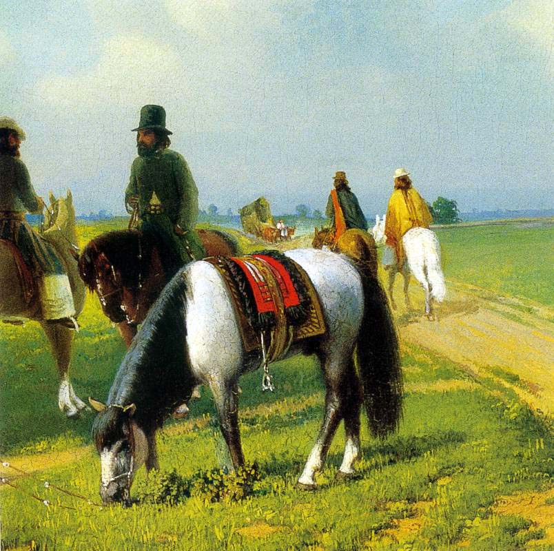 Prilidiano Pueyrredón (January 24, 1823 – November 3, 1870) was an Argentine painter, architect and engineer. One of the country's first prominent painters, he was known for his costumbrist sensibility and preference for everyday themes. 'A stop in the field', 1861 'Un alto en…