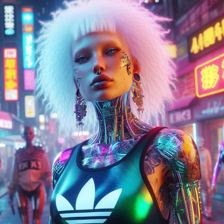 “We are an impossibility in an impossible universe.” ― Ray Bradbury #NeoTokyo #AIart #NFT #adidas