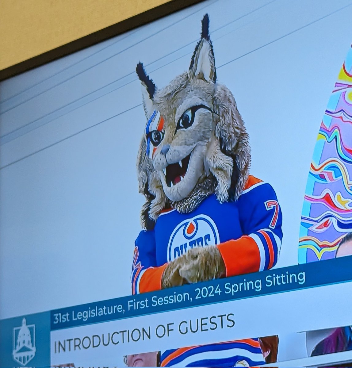 Hunter the Oilers mascot is in session today and the speaker is wearing a referee shirt. I love seeing all the Oilers jerseys #GoOilers